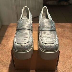 Silver Rhinestone Elton John Inspired platform shoes Size 8.5
